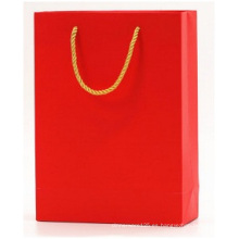 Bolsa de papel roja pequeña para prendas de vestir, bolsa con asa de algodón
